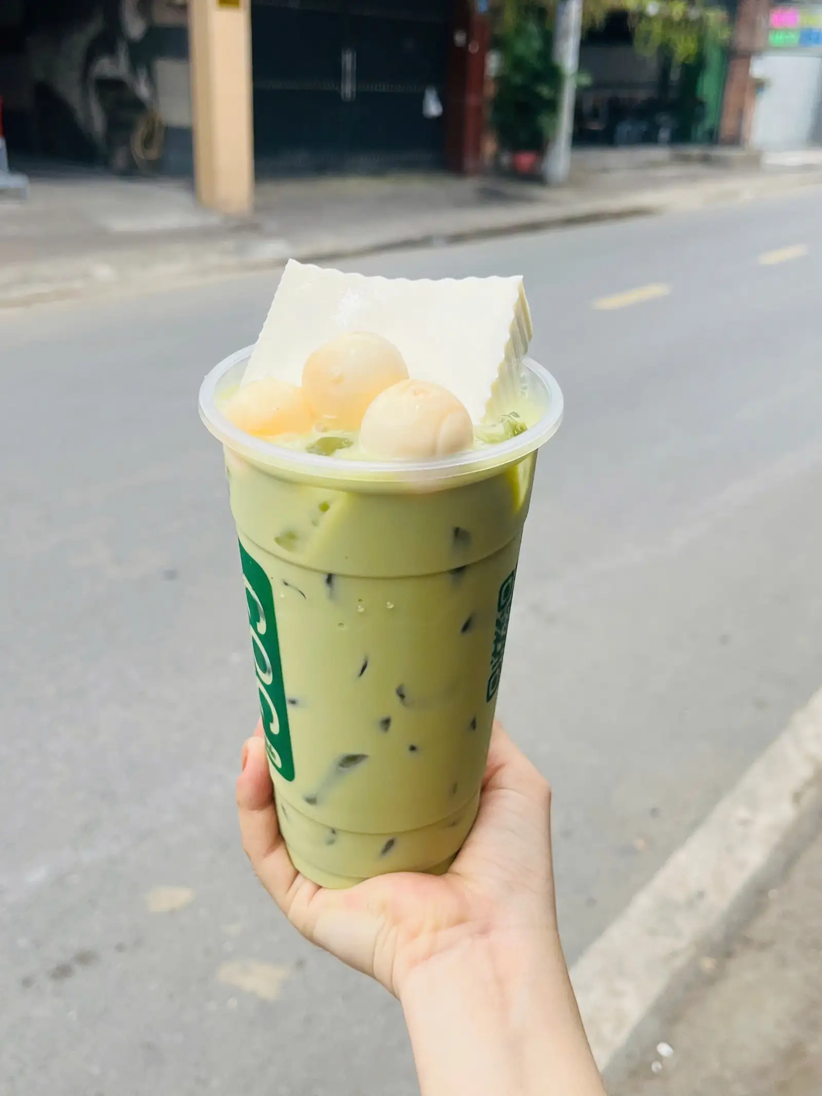 Hình ảnh trà sữa phô mai miếng 