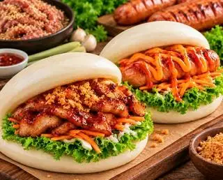 Hình ảnh Bao Sườn BBQ và Bao Kẹp Xúc Xích