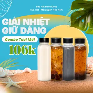 Combo Tươi Mới (1 Chè dưỡng nhan 500ml + 1 Sâm bông cúc 500ml + 1 Đậu nành - hạt điều 300ml + 1 Gạo lứt - mè đen 300ml) - 113.000 ₫ tại Sữa Hạt - Món Ngon Nhà Kem - Lê Văn Lương