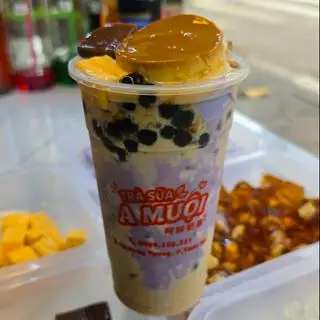 Hình ảnh Trà sữa khoai môn full topping 