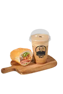 Bánh mì thịt chả thập cẩm( xá xíu ) - cafe sữa đá - 55.000 ₫ tại Bánh Mì Lão Phù - Đường 38