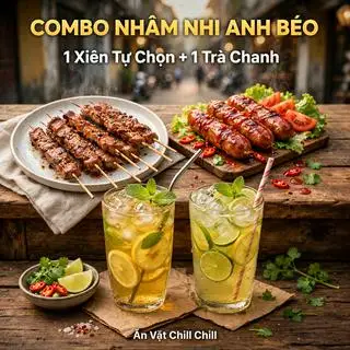 Hình ảnh Combo Nhâm Nhi Anh Béo (1 Xiên Ăn Vặt + 1 Nước)