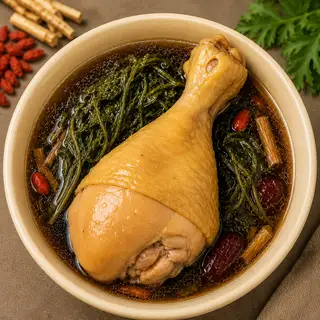 Hình ảnh Mì gà tần đùi Tỏi