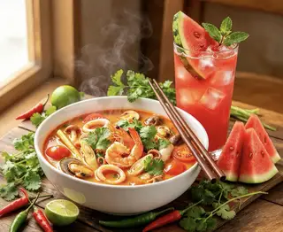 Hình ảnh Combo Tiết Kiệm 1 Tô Súp Tôm Yum + 1 Ly Nước Ép 