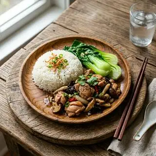 Hình ảnh Cơm Gà Xào Nấm