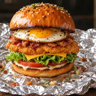 Hình ảnh Burger Gà Giòn Full Topping