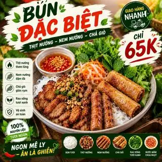 Bún thịt nướng đặc biệt - 65.000 ₫ tại Su Su - Bún Thịt Nướng, Bún Thịt Chiên & Bánh Ướt - Hùynh Tấn Phát