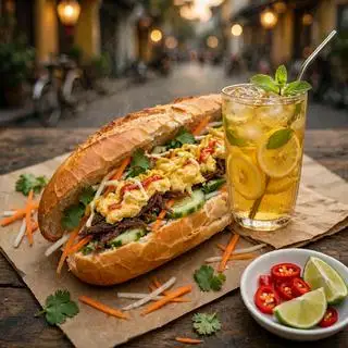 Hình ảnh Béo Đi Học (Bánh Mì Béo Trứng Bò Khô + 1 Nước)