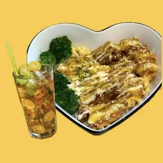 Hình ảnh Cơm gà sốt + đồ uống