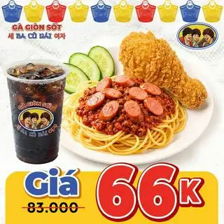 1 Mì Ý Bò Bằm Xúc Xích Gà Rán Giòn + 1 Giải Khát - 66.000 ₫ tại Gà Rán Giòn Sốt Ba Cô Gái - Tô Hiến Thành