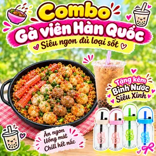 Hình ảnh ‼️ Combo gà viên hàn quốc siêu ngon kèm Hồng Trà Trân Châu ( Tặng Bình Siêu Dễ Thương)