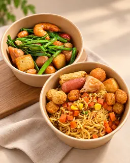 Hình ảnh Combo cá viên chiên - mỳ trộn thập cẩm