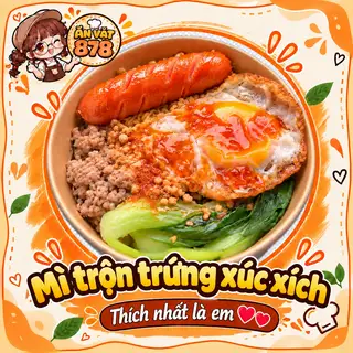 Hình ảnh mì trộn trứng xúc xích
