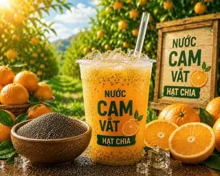 Nước cam vắt hạt chia - 46.000 ₫ tại Nước Mía Bọt 578 - Hưng Phú