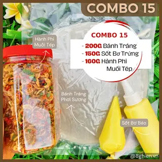Hình ảnh Combo 15 Bánh Tráng Phơi Sương - Hành Phi Muối Tép - Chai Bơ Xịt - Ống Bơ Béo