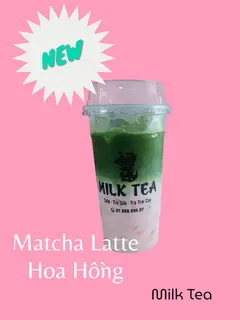 Hình ảnh Matcha Latte hoa hồng