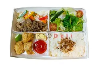 Hình ảnh Bento thịt bò yakiniku và thịt gà chiên giòn - cơm trắng 