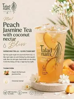 Peach Jasmine Tea with Coconut Nectar 500ml - 69.000 ₫ tại Talad Nam - Coconut Nectar & Cafe - Trần Quang Khải