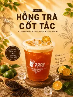 Hồng trà sốt tắc - 29.000 ₫ tại 220V Coffee, Matcha & Cold Brew - Phan Đình Phùng