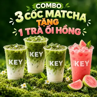 Hình ảnh Combo 3 Matcha Latte tặng 1 Trà Ổi Hồng