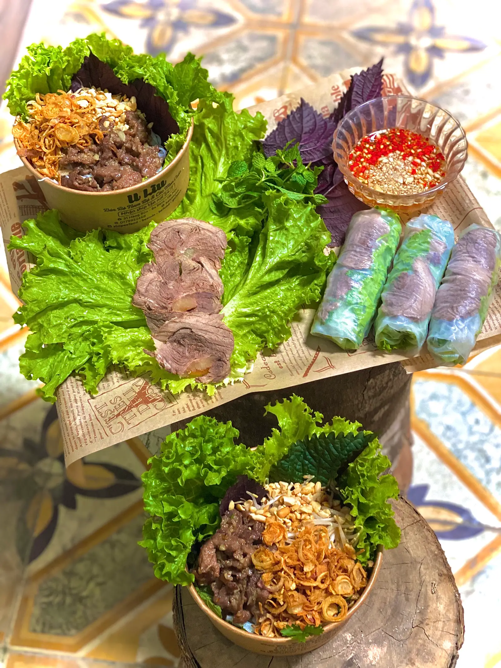 Hình ảnh ComBo 1 xuất bún 2 cuốn