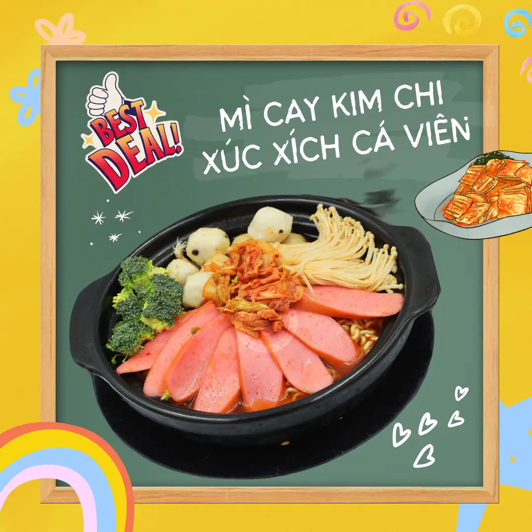 Mì Cay Xúc Xích, Cá Viên - 매운 라면 소시지와 어묵 - 49.968 ₫ tại Ăn Vặt Bé Cá - Trà Sữa & Mỳ Cay - Phan Văn Trị