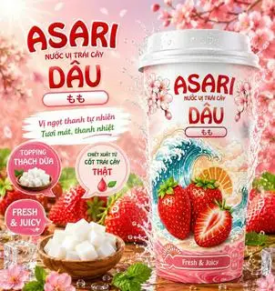 Hình ảnh ASARI NƯỚC UỐNG TRÁI CÂY VỊ DÂU 