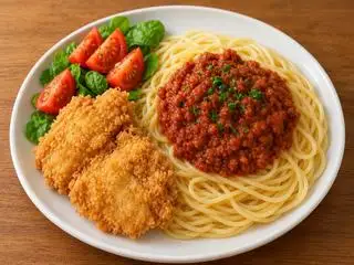 Hình ảnh Mỳ ý thịt bò bằm + gà