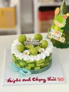 Hình ảnh bánh kem rau câu flan lá dứa sz 14cm