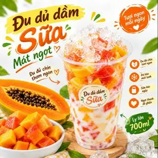Hình ảnh Đu đủ dầm sữa mát ngọt - ly 700ml