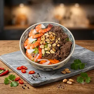 Hình ảnh [PHẦN ĐẶC BIỆT] Bún thịt bò xào + Tôm sú