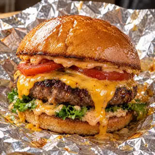 Hình ảnh Burger Bò Phô Mai Sốt Béo