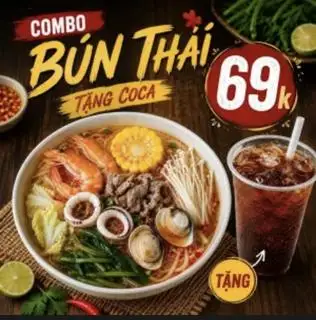 Hình ảnh Bún Thái Thập Cẩm + ly coca