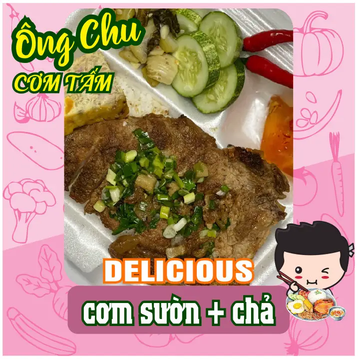 Cơm sườn chả - 55.000 ₫ tại Cơm Tấm Ông Chu - Nguyễn Tri Phương