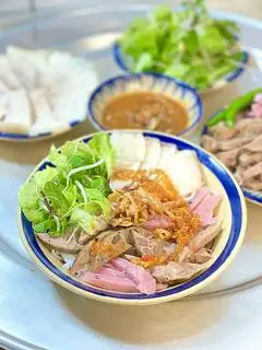 Hình ảnh bún mắm nêm thập cẩm(thịt luộc,nem,chả)