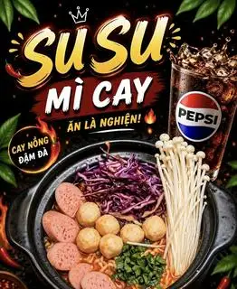 Hình ảnh Mì Kim Chi - Cá Viên + xúc xích (Tặng nước Pepsi)