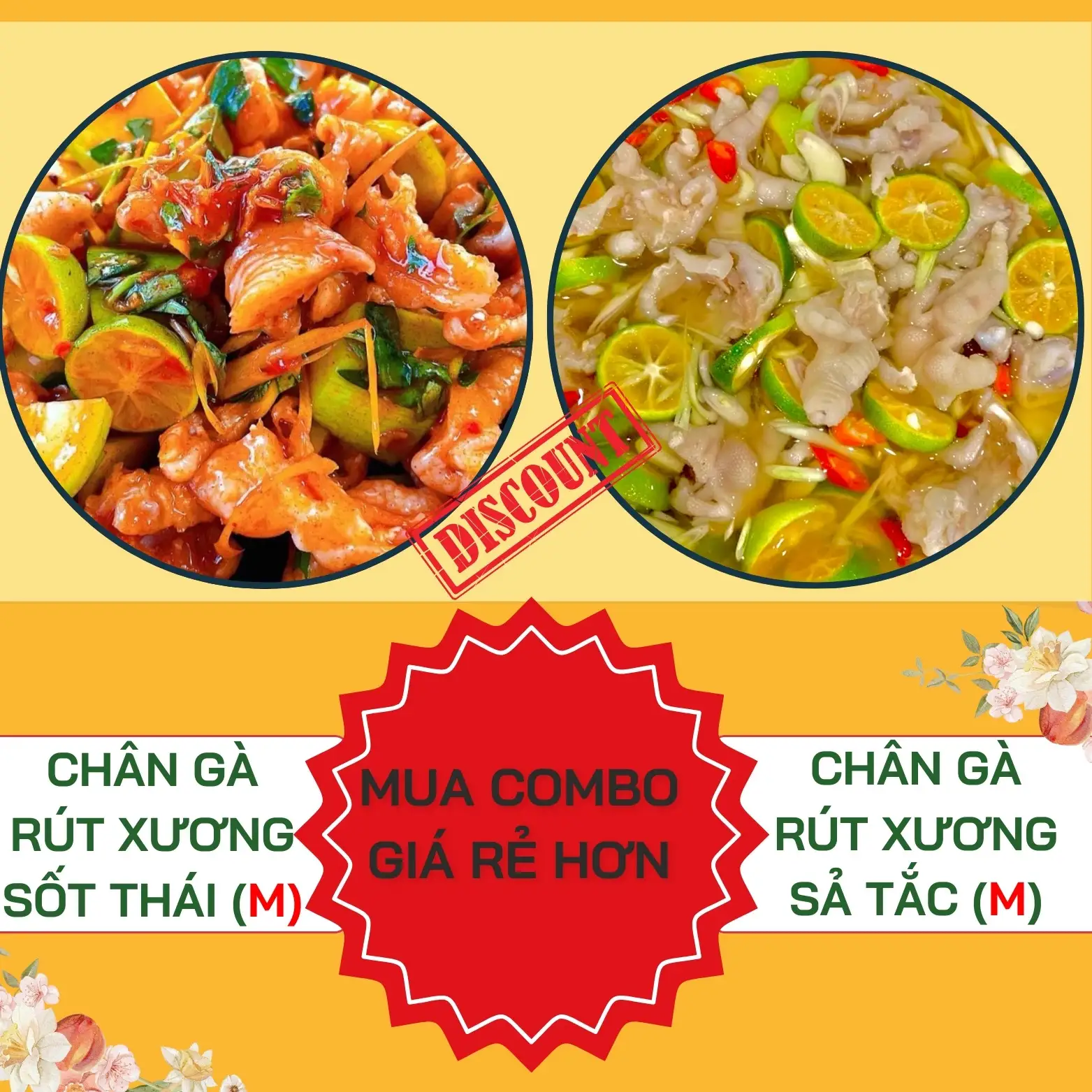 Hình ảnh Combo Chân gà rút xương sốt thái Size M + Sả tắc M