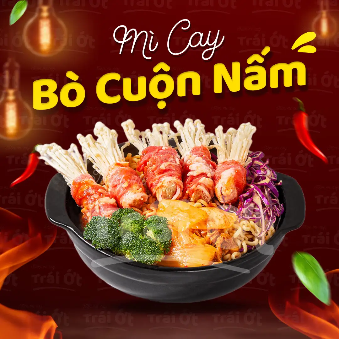 Mì Cay Bò Cuộn Nấm - 84.000 ₫ tại Mì Cay Trái Ớt Gò Vấp - Đường 20