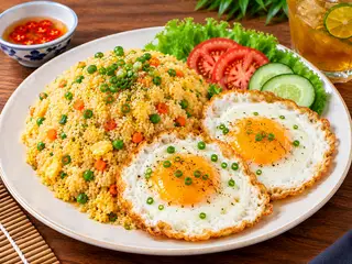 Hình ảnh cơm chiên trứng ốp la (2 trứng)