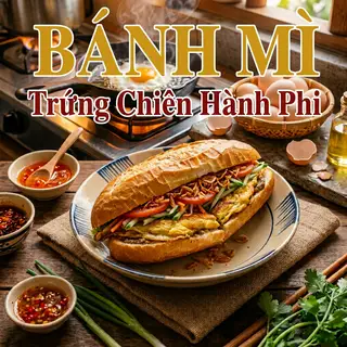 Hình ảnh Bánh Mì Pate Chiên Trứng Hành Phi