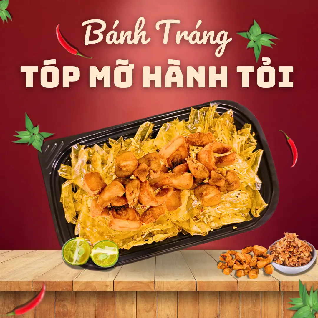 Hình ảnh Bánh Tráng Phơi Sương Tóp Mỡ Hành Tỏi