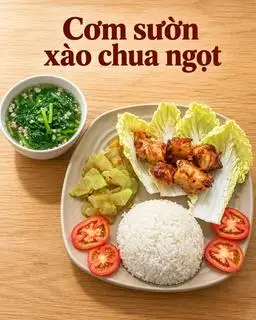 Hình ảnh Cơm Sườn Xào Chua Ngọt