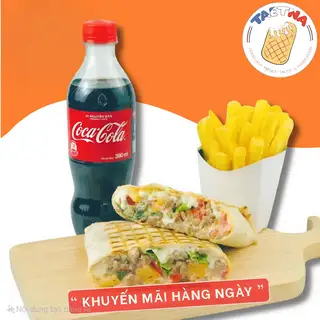 Hình ảnh [Tiết Kiệm 28k] 1 Tacos Bò S + 1 Tacos Xúc Xích S + 1 Gà Lắc Phô Mai +  2 Coca