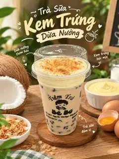 Hình ảnh Trà sữa kem trứng dừa nướng
