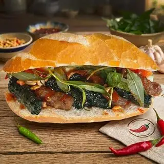Hình ảnh BÁNH MÌ BÒ LÁ LỐT, THỊT NƯỚNG VÀ DA HEO GIÒN