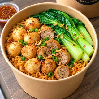 Hình ảnh Mì trộn bò viên - cá viên