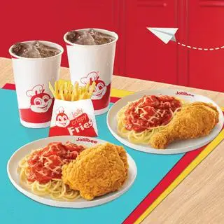 2 Gà Giòn Vui Vẻ + 2 Mì Ý vừa + 1 Khoai tây chiên vừa + 2 Nước ngọt vừa - 145.000 ₫ tại Gà Rán và Mỳ Ý Jollibee - Âu Cơ