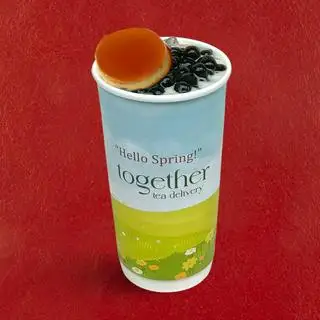 Hình ảnh Trà sữa trân châu bánh flan