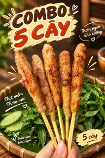 Hình ảnh Combo 5 Xiên Thịt Nướng