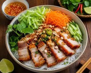 Hình ảnh Bún trộn heo quay